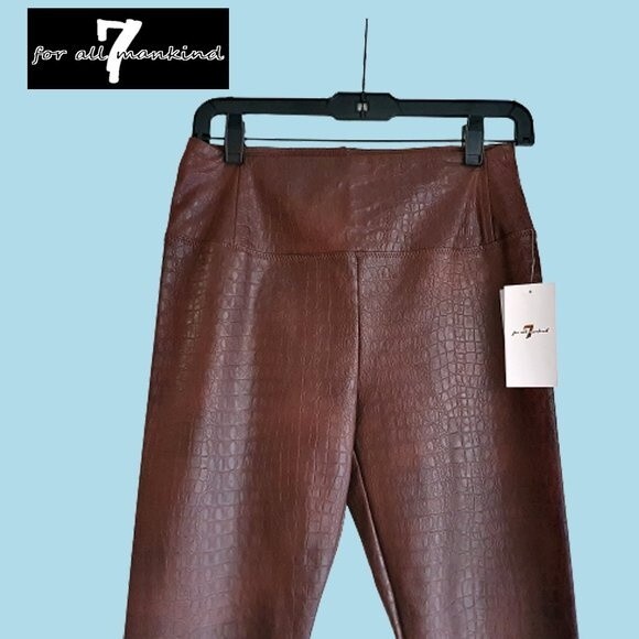 7 FOR ALL MANKIND NEW Crocodile Faux Leather High Rise Legging XS - Picture 2 of 11